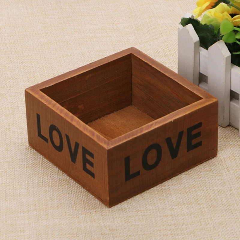 

LOVE Shape Square Wooden Succulent Plant Flower Bed Pot Box Garden Planter Home Storage Supplies Tools Decoration