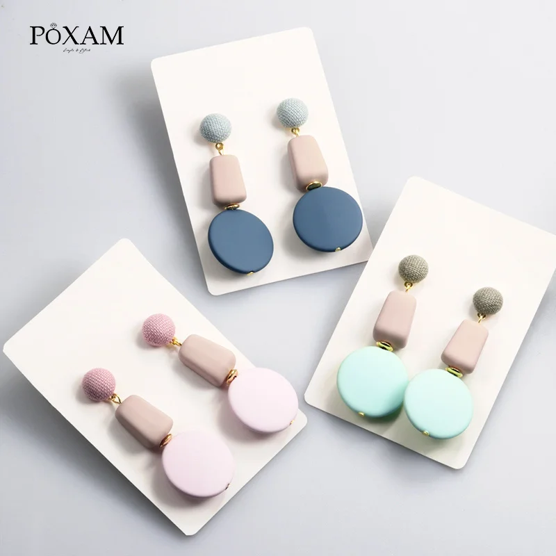 Женские акриловые серьги подвески POXAM большие геометрические квадратной и