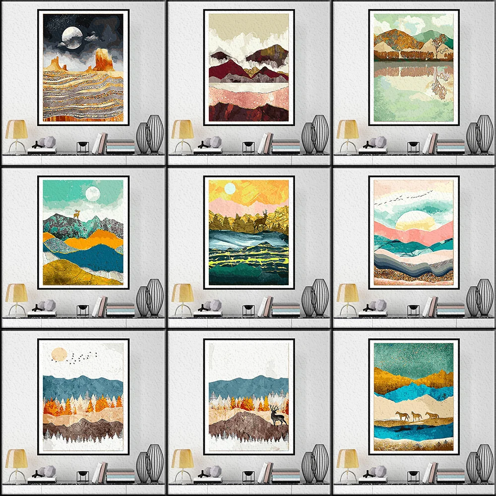 

Abstract Mountain Pastoral Painting By Numbers Kits Hand Painted Picture On Canvas Oil Coloring Paint Modern Home Decor DIY Gift