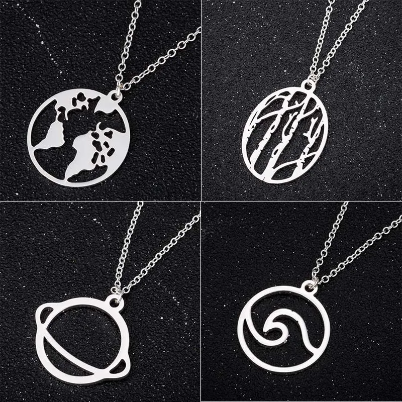 

Gothic Round Necklace Pendant Neck Chain Lady Stainless Steel Map Necklace One Piece Collar Aesthetic Nightmare Before Christma