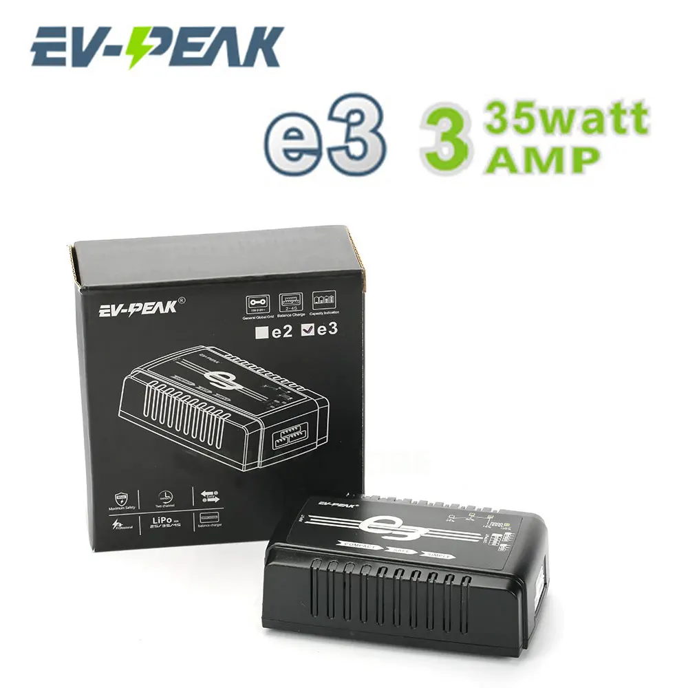 

EV-Peak E3 35W 3A Smart AC Balance Charging RC Drones FPV Quadcopter Power Charger for 2S-4S LiPo/LiHV Battery