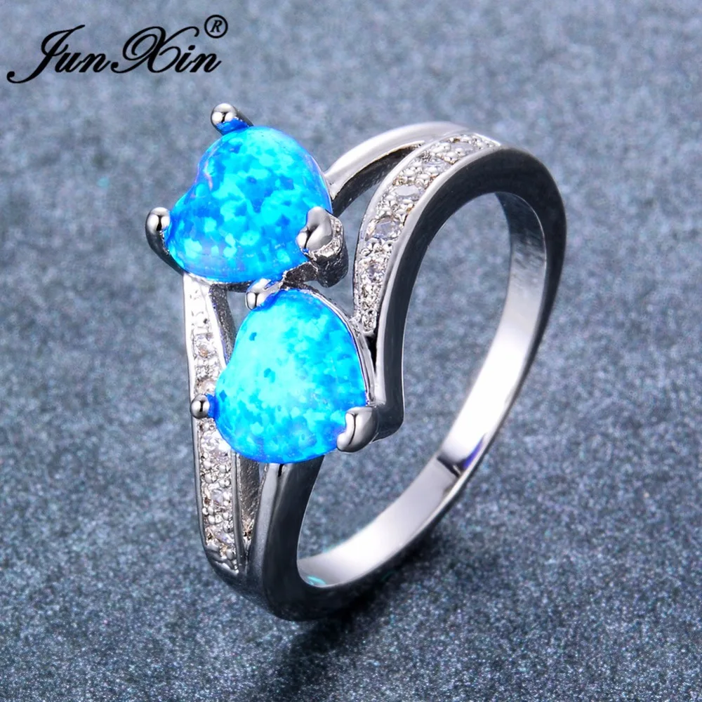 Ювелирные изделия на День святого Валентина кольца в форме сердца с голубым и