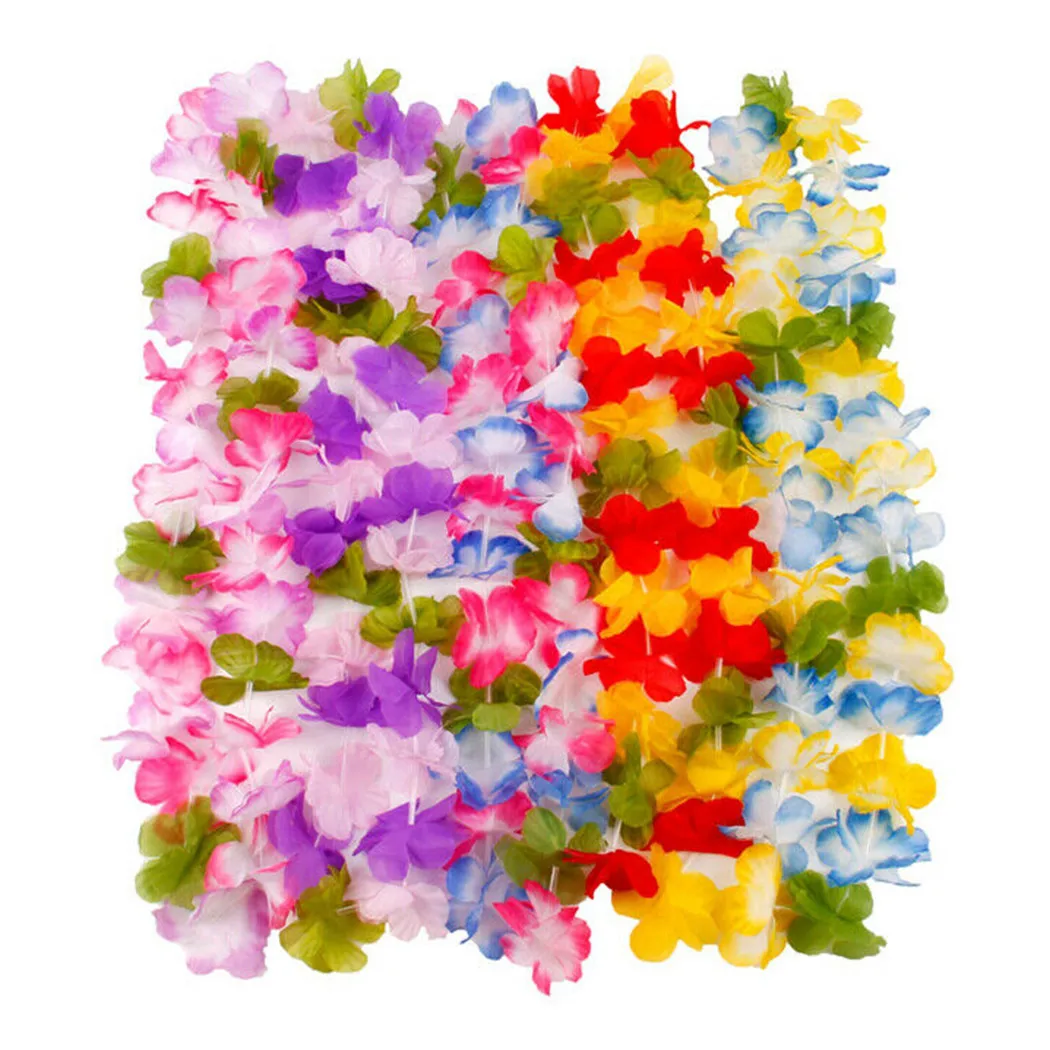 

10Pcs Hawaiian Artificial Flowers Garland fake flower Leis Necklace Hawaii Beach Flowers Summer Tropical Wedding Party Decor