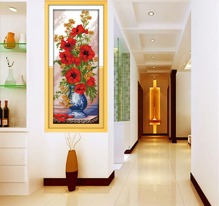 Ваза макового селадона вышивка крестиком 11CT 14CT DMC Набор для вышивки сделай сам