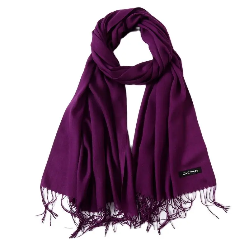 Шаль из мягкой шелковистой пашмины большого размера шарфы однотонные осенние