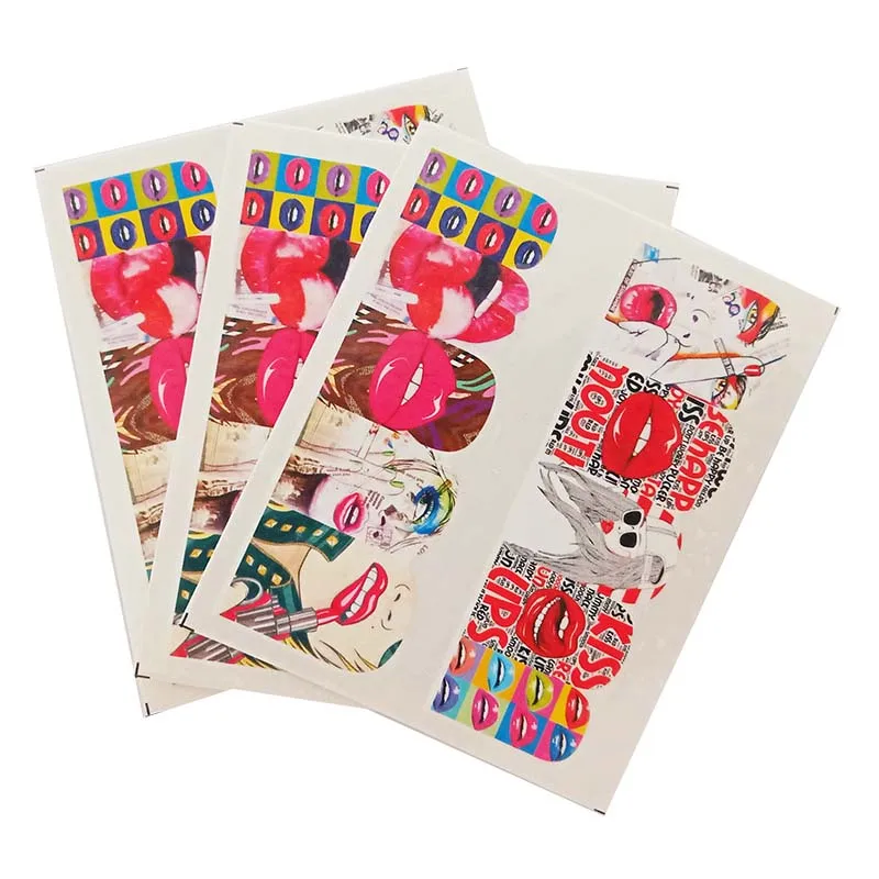 C09-3pcs Стикер для ногтей, женские красные губы, летние цветные переводные наклейки для ногтей, УФ Гель-лак, сделай сам, наклейки C01 - Цвет: C09-3pcs