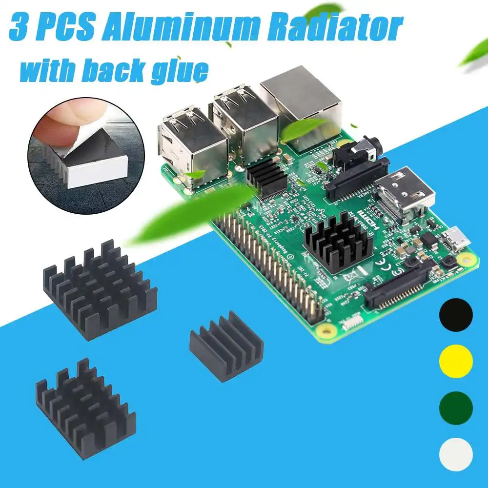 3 шт. 4B алюминиевый радиатор с подложка клей для Raspberry Pi радиатор комплект для охлаждения кулер для Raspberry Pi 4 Модель B