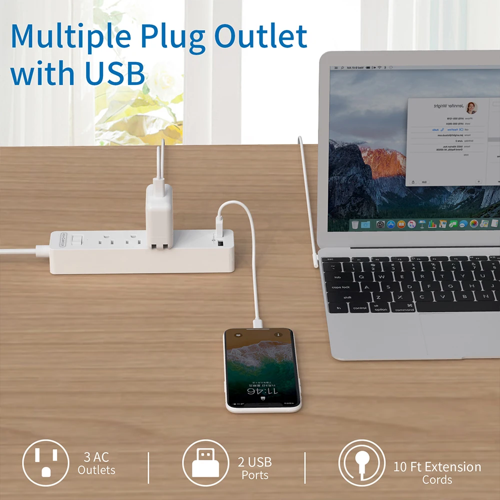 NTON настенная лента питания с удлиненным удлинителем USB 3 выхода 2 порта Настольная