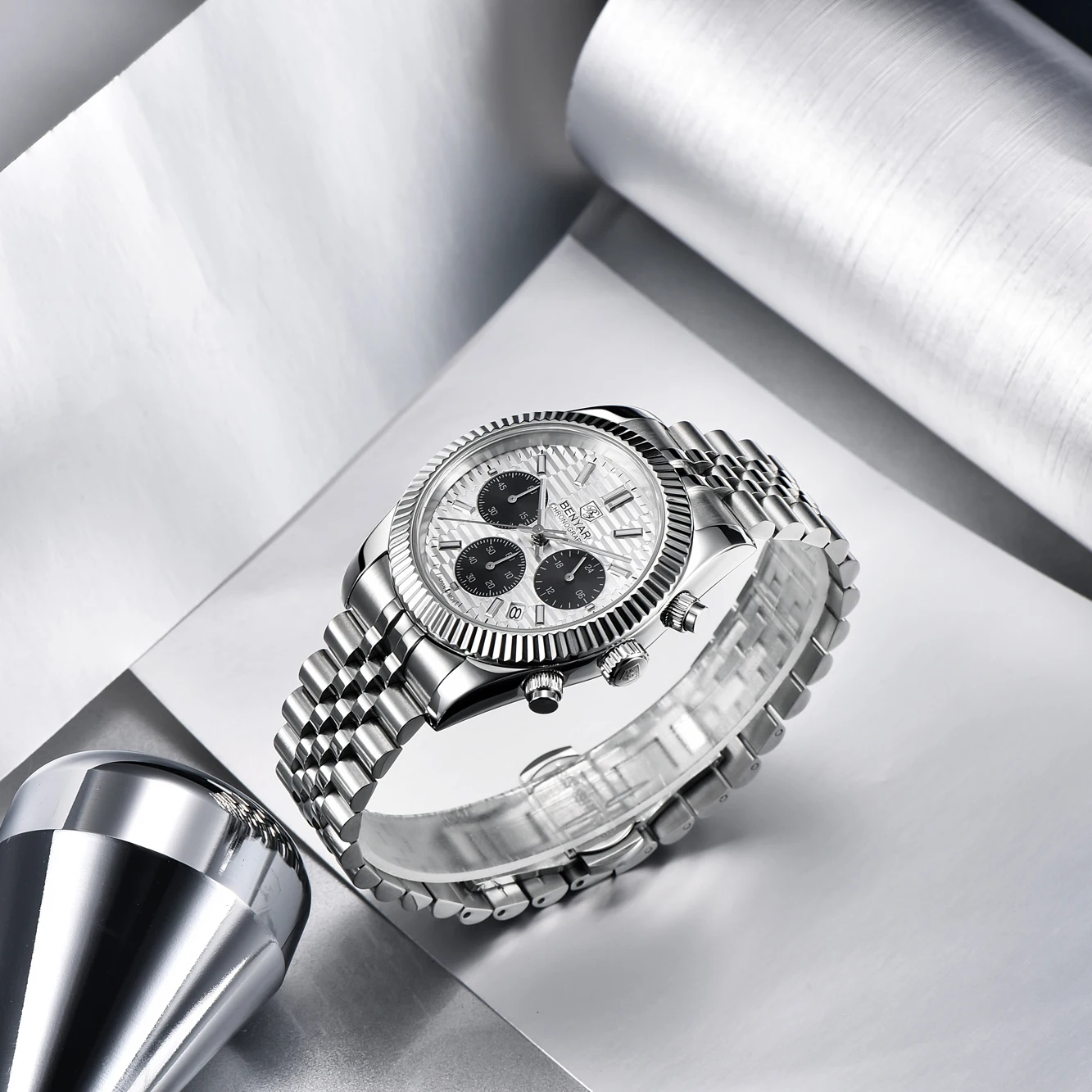 2021 Benyar Design New Fashion Simple Men Quartz Watch Sapphire Glass Stainless Steel Waterproof Luminous Calendar Watch Relogio enlarge