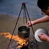 camping tripod for fire hanging pot outdoor campfire cookware picnic cooking pot grill