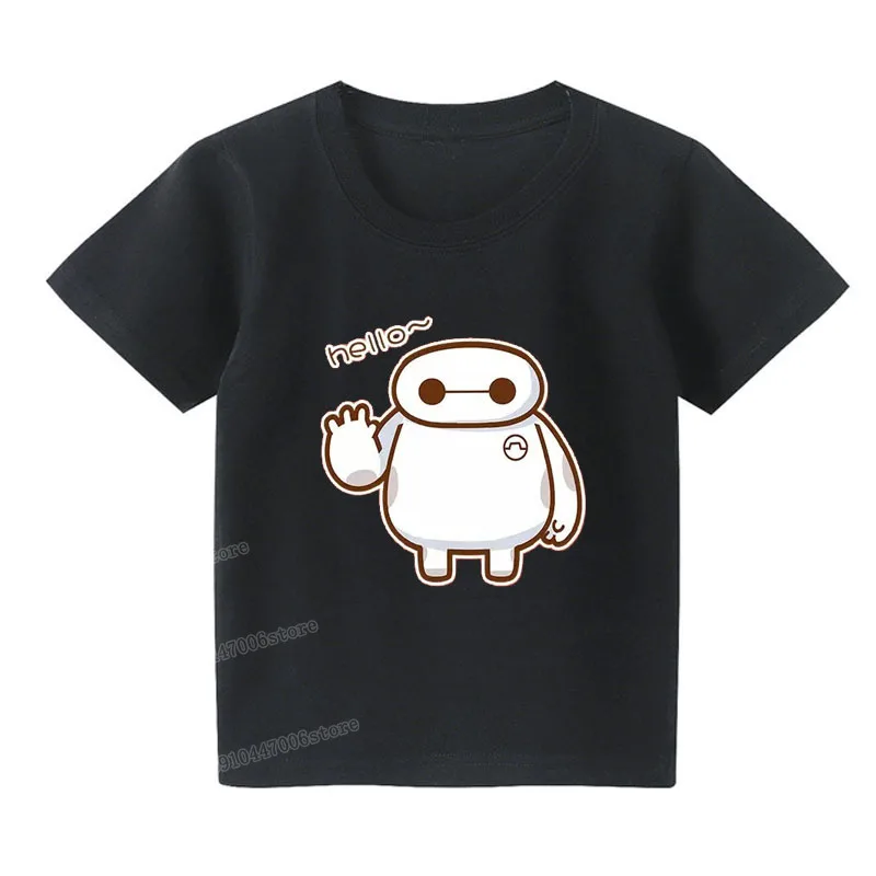 Футболка Baymax для детей летняя одежда больших героев 6 осенняя милые топы с