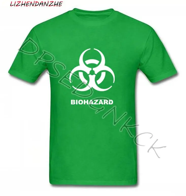 Мужская хлопковая футболка с коротким рукавом принтом логотипа BIOHAZARD лето 047 |