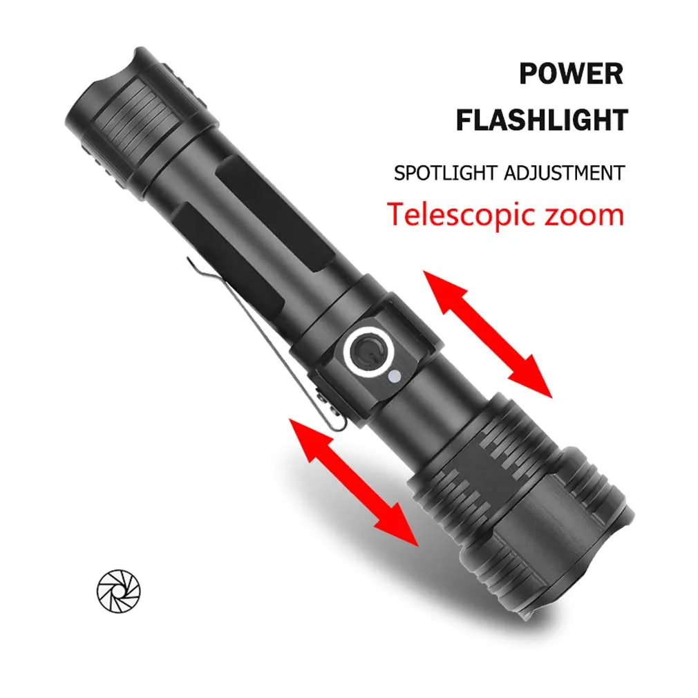 

led light USB rechargeable zoom flashlight Torch red green blue white color