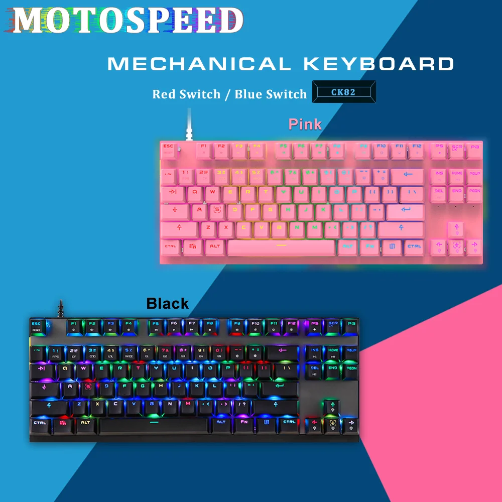 Newest Motospeed CK82 RGB Gaming Mechanical Keyboard Anti-Ghosting LED Backlight USB Wired Laser Keyboards For PC Computer Gamer enlarge