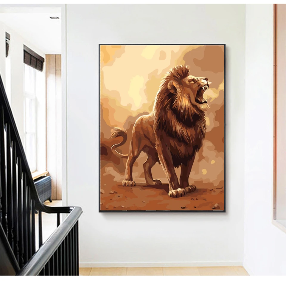 Набор для раскрашивания маслом по номерам AZQSD домашнее украшение в виде льва