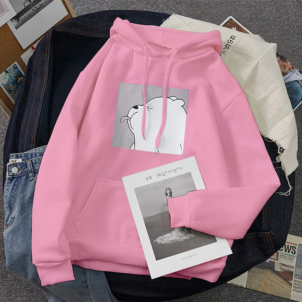Hoodies oversized print Kangaroo Pocket Sweatshirts Hooded Harajuku Spring Casual Vintage Korean Pullovers Women sweetshirts
