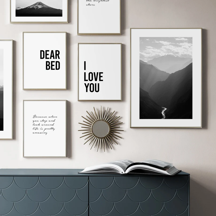 

Paintings for Interior Black and White Canvas Poster Wall Decoration Prints Letters Quote Art Paintings Frameless