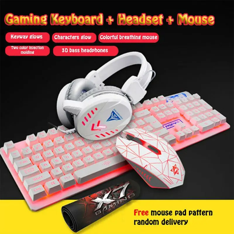 

2022 New 4Pcs/Set K59 Wired USB Keyboard Illuminated Gaming Mouse Pad Backlight Headset