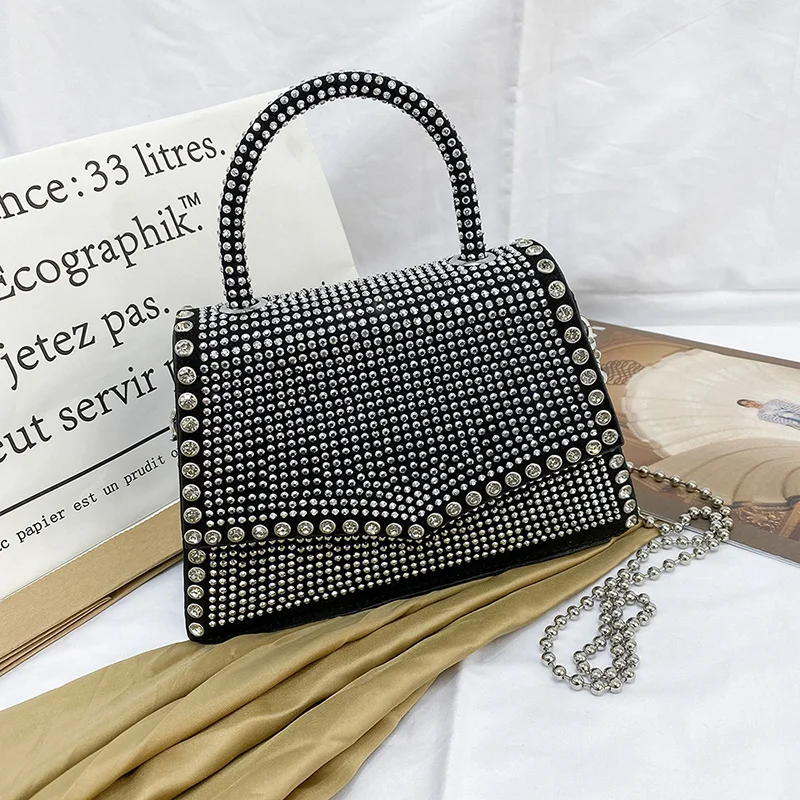 

YANXI Diamond Small Tote Bag 2021 Summer New Quality PU Leather Women's Designer Handbag Chain Shoulder Crossbody Bag Travel Bag