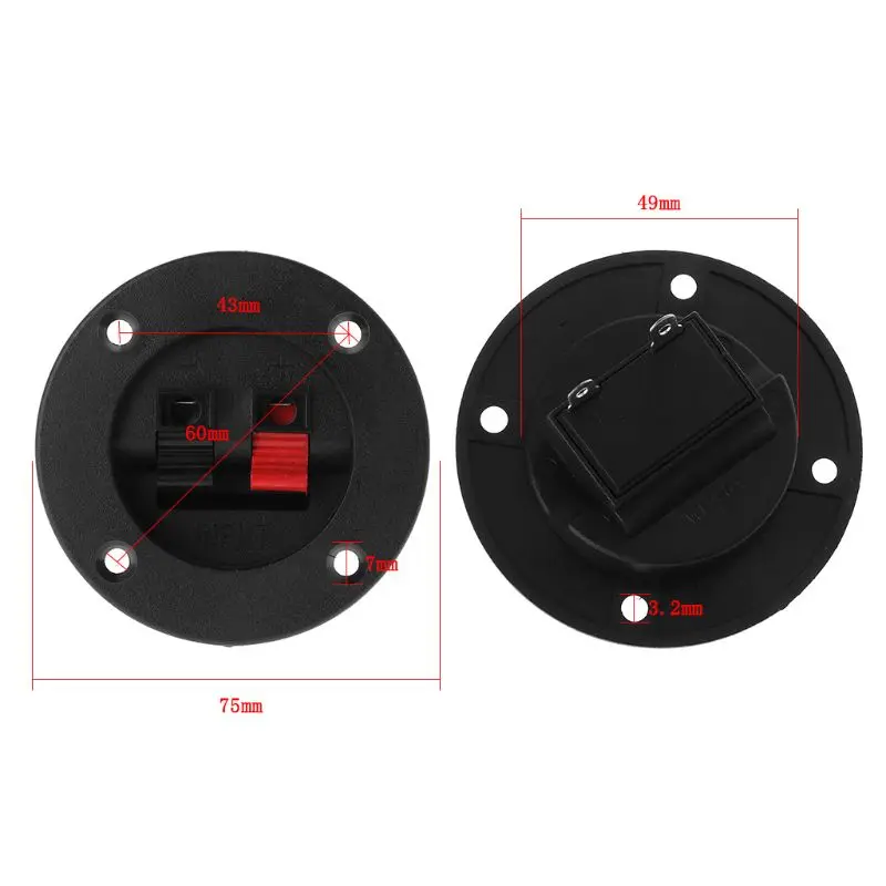 

2PCS Terminal Round Cup Connector Parts Express Spring Clip Double Binding Post Screw Wire Gold Car Subwoofer Speaker