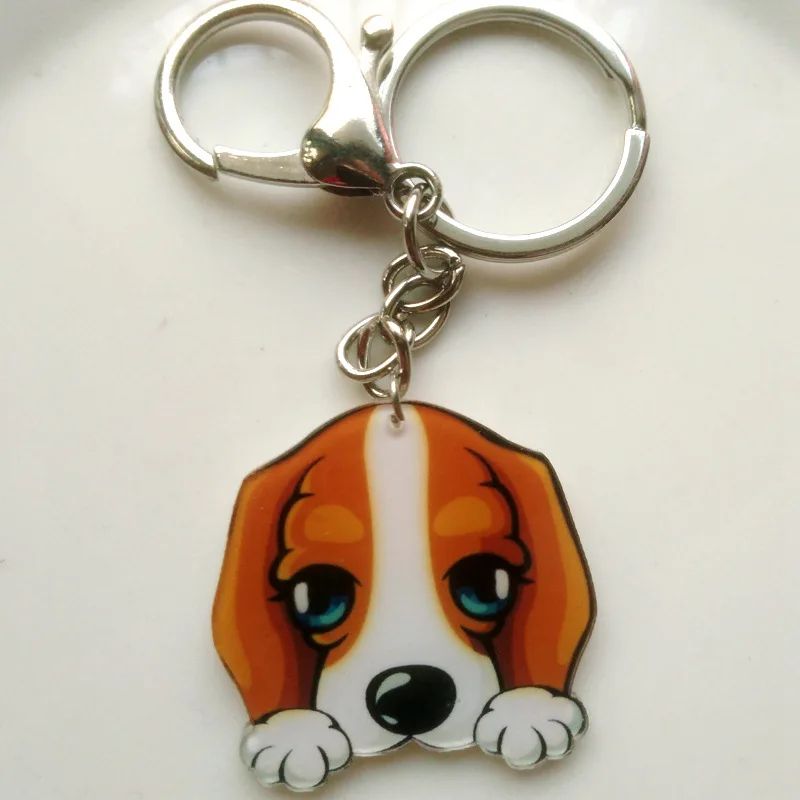 Цвет: желтый Fashion Jewelry Pet Keychain Photo Cute dog parts glass convex photo keychain acrylic metal chain keychain fashion accessories - Цвет: Цвет: желтый