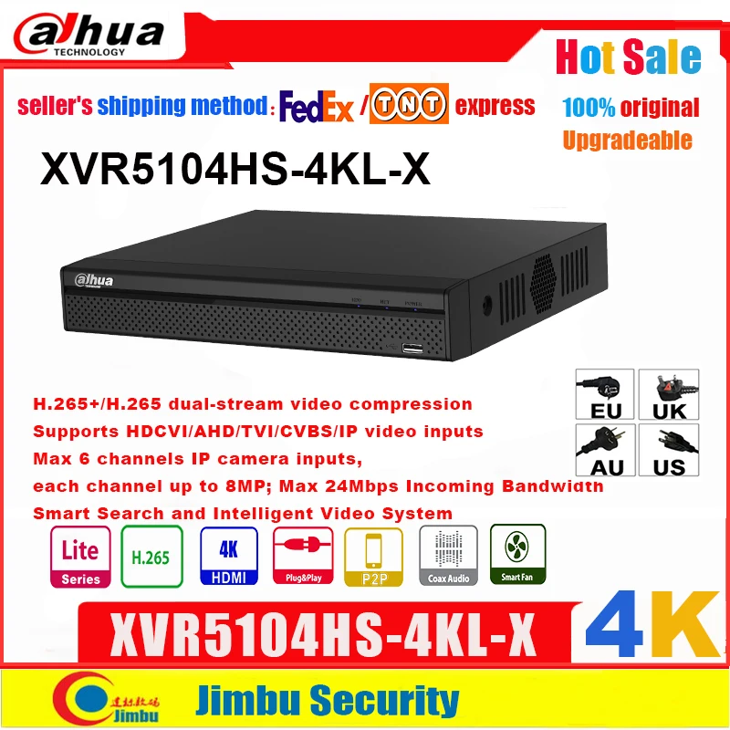 Сетевой видеорегистратор Dahua XVR 4K XVR5104HS 4KL X H.265/ H.264 капельницы интеллектуального