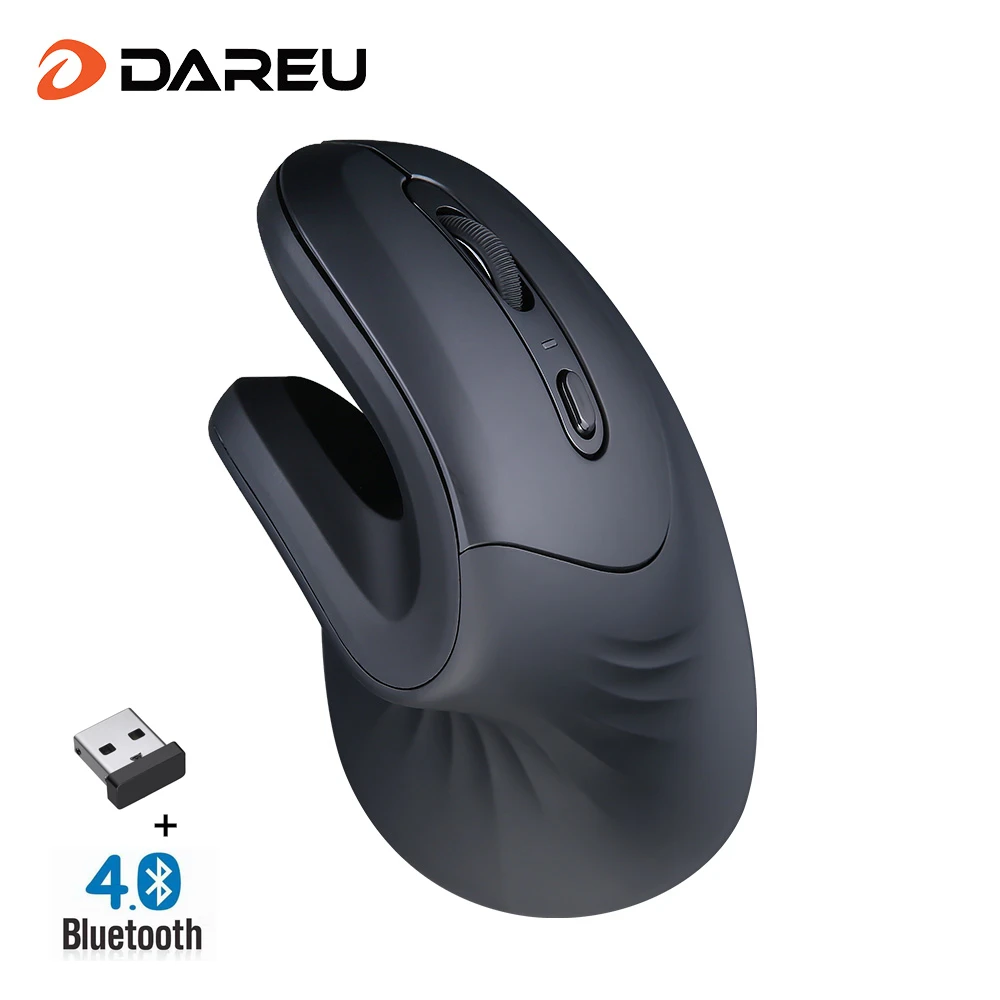 DAREU Magic эргономичная Вертикальная беспроводная мышь Bluetooth 4,0+ 2,4 ГГц Двойной Режим 1600 dpi кожа мыши с 3D колесо прокрутки для компьютера
