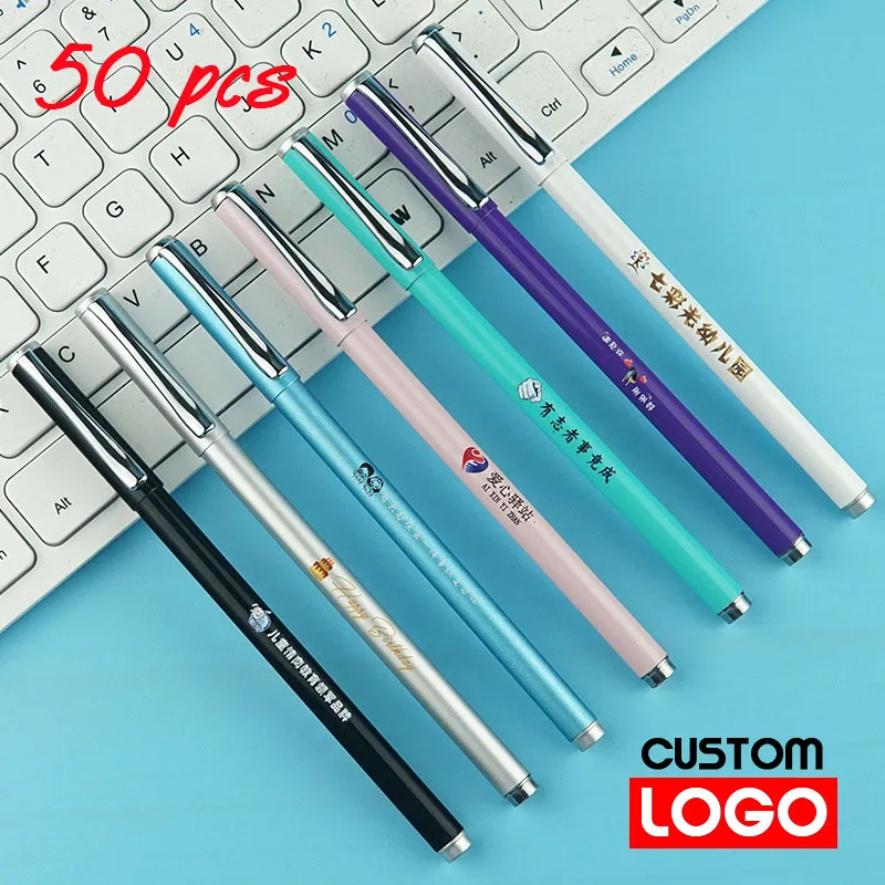 50pcs Metal Gel Pen Business Sign Pen Advertising Pen Customized LOGO Office Gift Metal Ballpoint Pen