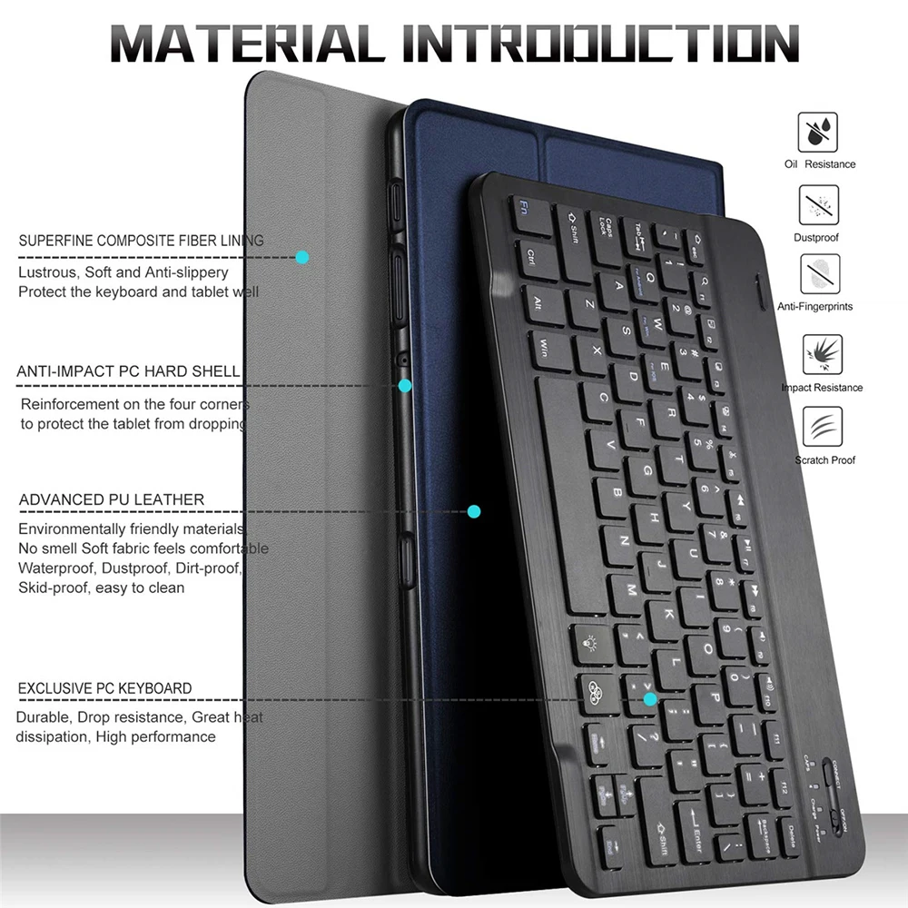2 в 1, беспроводная итальянская/немецкая клавиатура для samsung Galaxy Tab A2 10,5 T595 T590, планшет с подсветкой, Bluetooth, Клавиатура США, чехол
