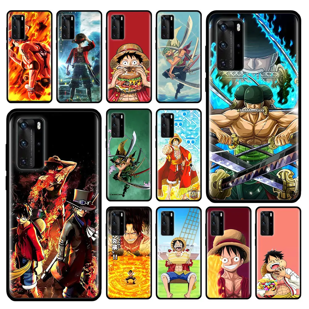 one piece monkey d luffy case for huawei p20 p40 lite e p30 pro p10 p smart z plus 2019 black silicone phone shell cover free global shipping