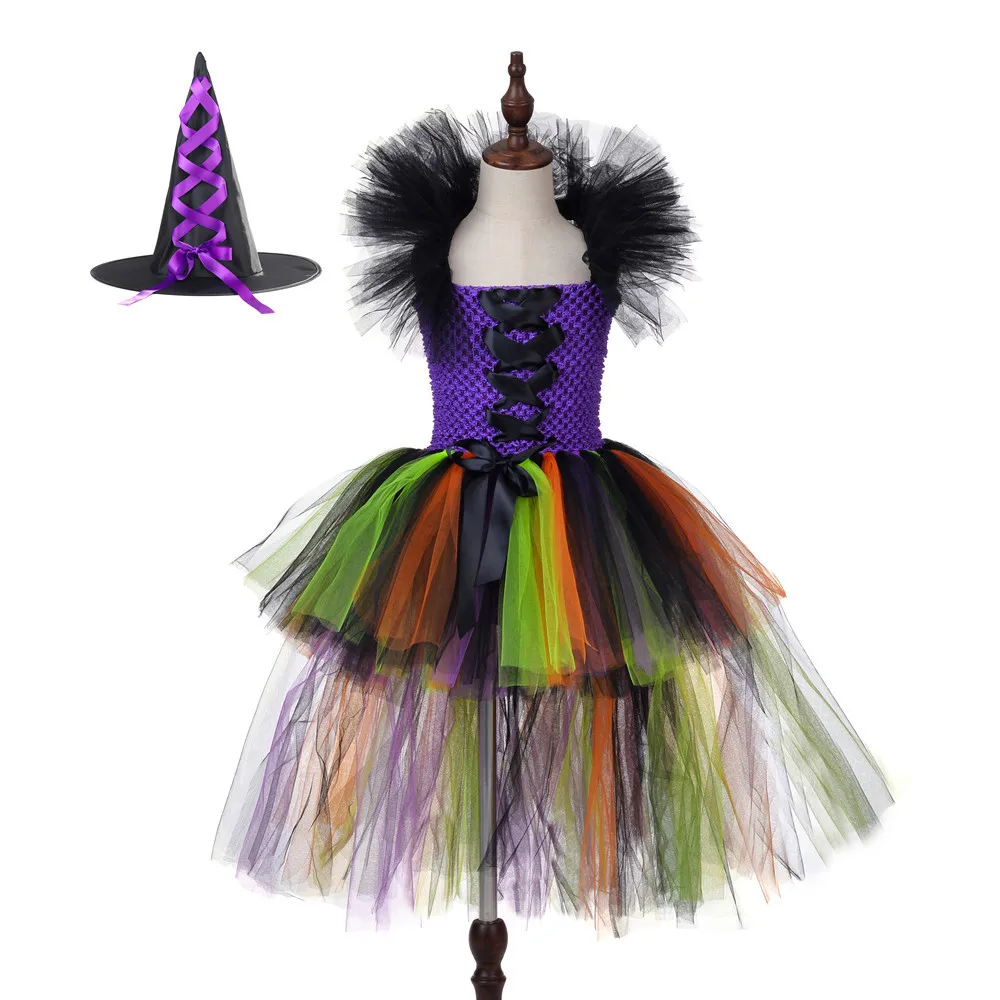 Карнавальный костюм на Хэллоуин фиолетового и черного цвета Нарядное платье