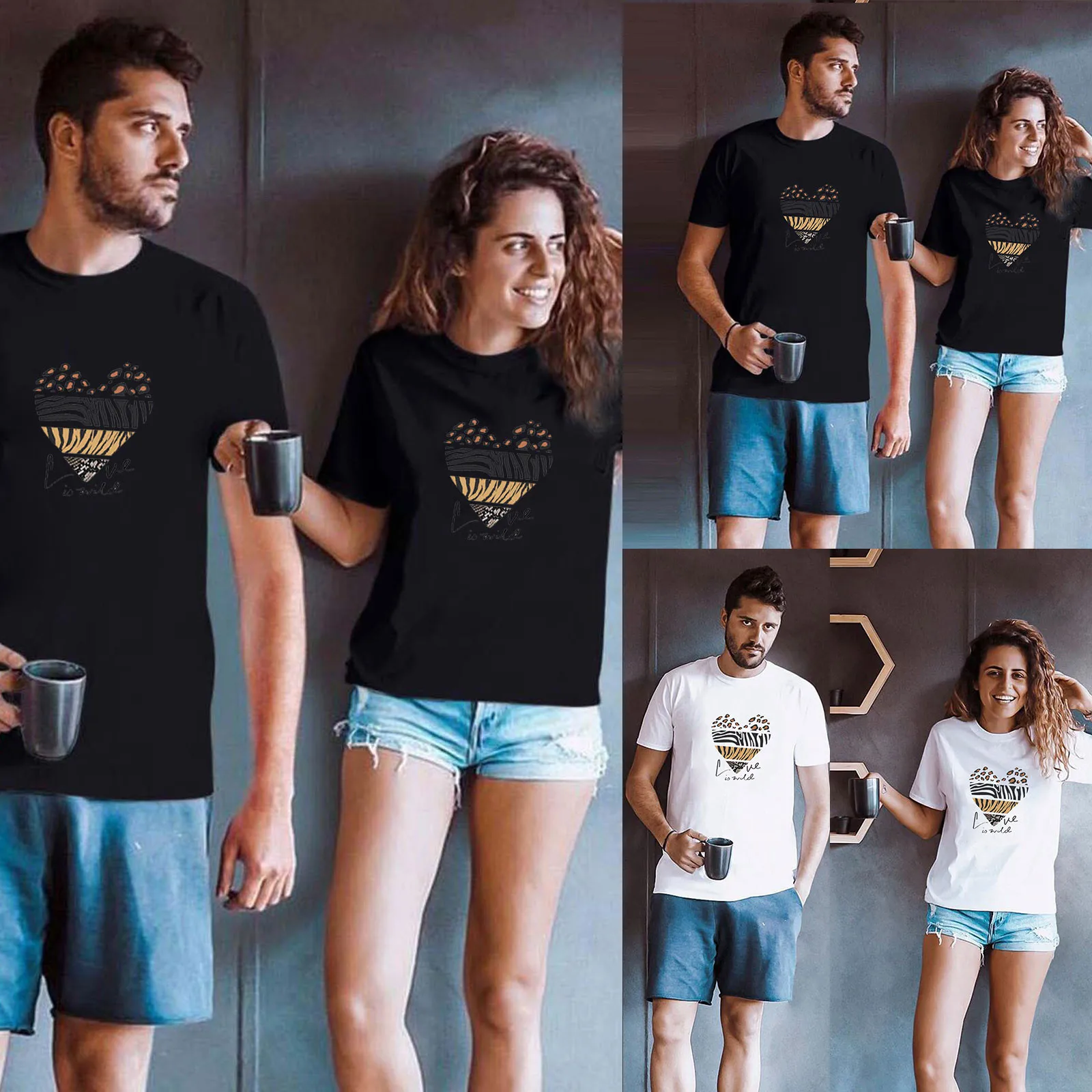 Mans Casual Short Sleeve Tops Ladies Valentine's Day Print Sweatshirt Blouse #S | Женская одежда