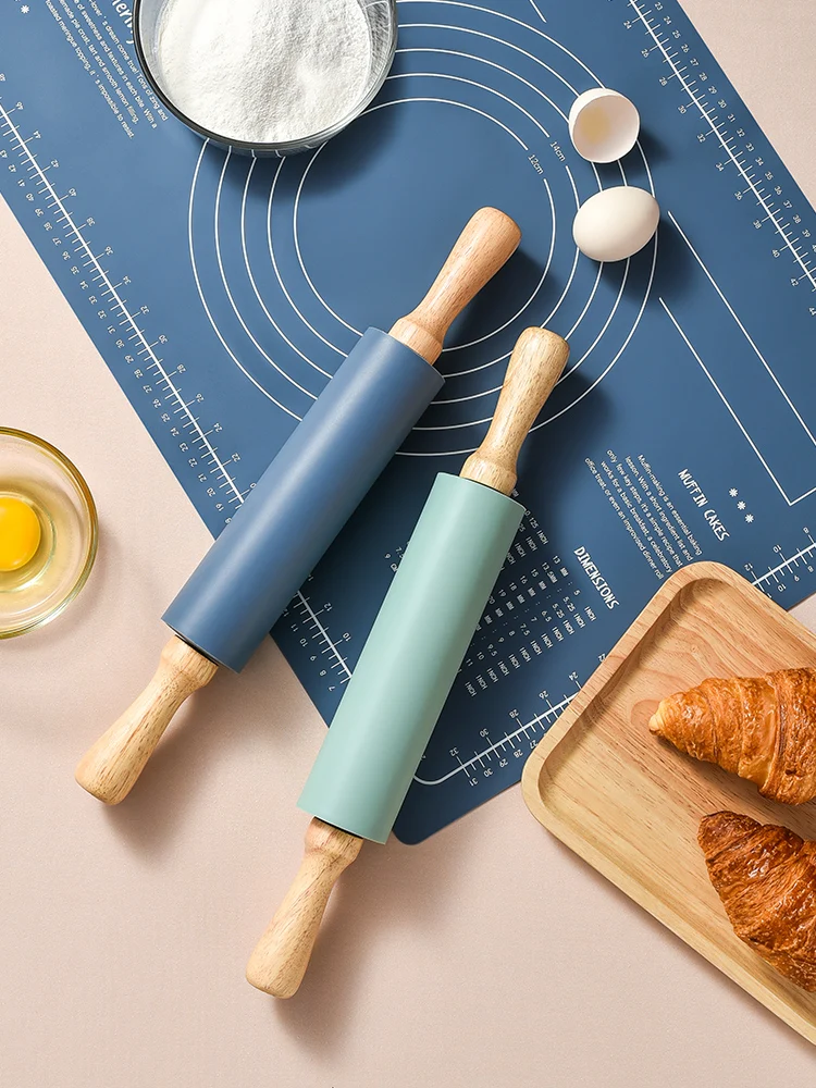 

Силиконовая скалка для теста, ролик, пельмени из твердой древесины, креативные Скалки, нескользящая ручка, кухонный инструмент DI50GMZ