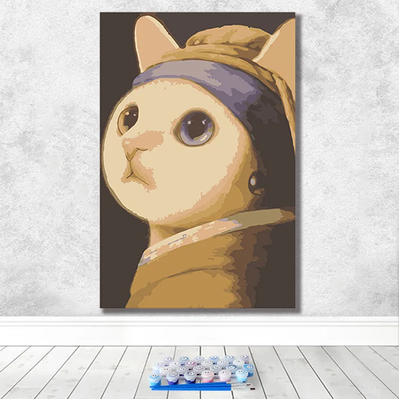 Краска собственного приготовления с помощью цифровой картины Искусство кошка