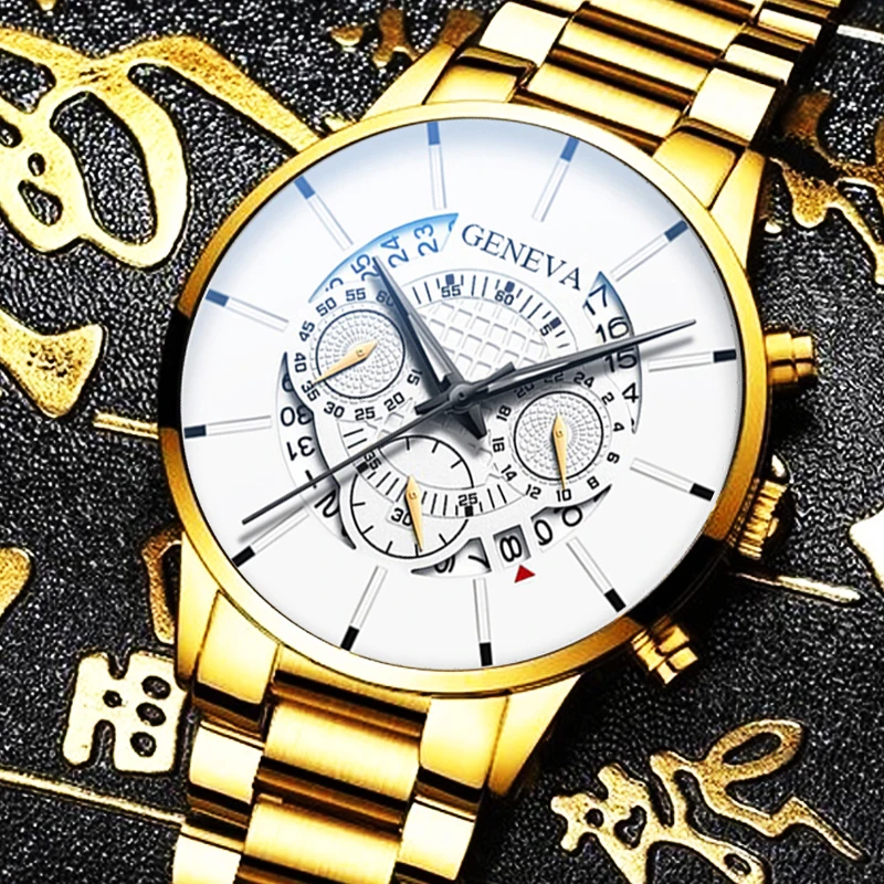 

2021 Fashion Men's Quartz Watch Classic Black Wristwatch Steel Belt Luxury Calendar Business Watch Herren Uhren Gifts for Men