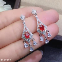 kjjeaxcmy fine jewelry natural ruby 925 sterling silver women earrings support test exquisite
