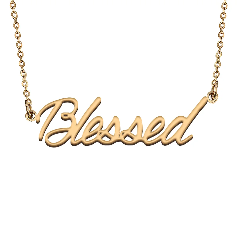 

Blessed Custom Name Necklace Customized Pendant Choker Personalized Jewelry Gift for Women Girls Friend Christmas Present