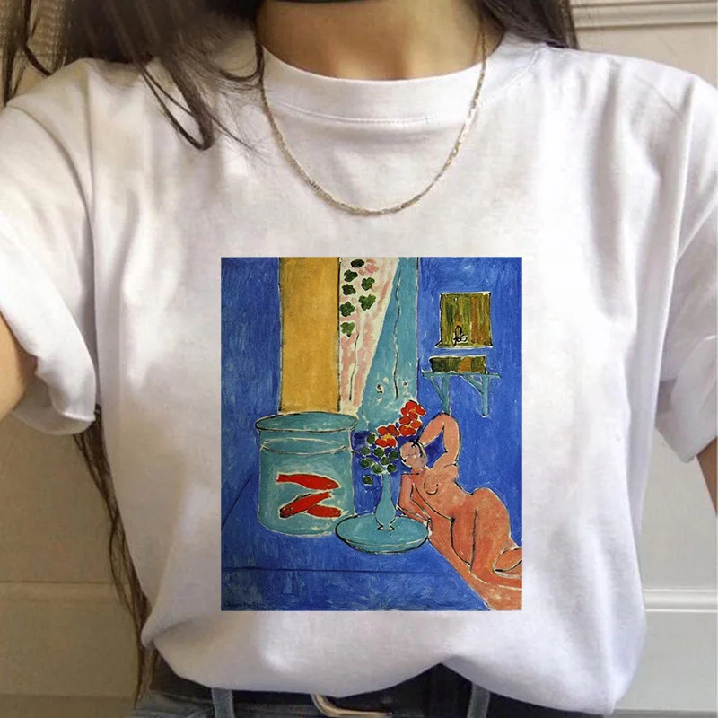 

T-shirt Women Summer Harajuku Art Painting Print Ladies Tee Tops Casual Short sleeve Fashion Streetwear 2021 tee shirt femme