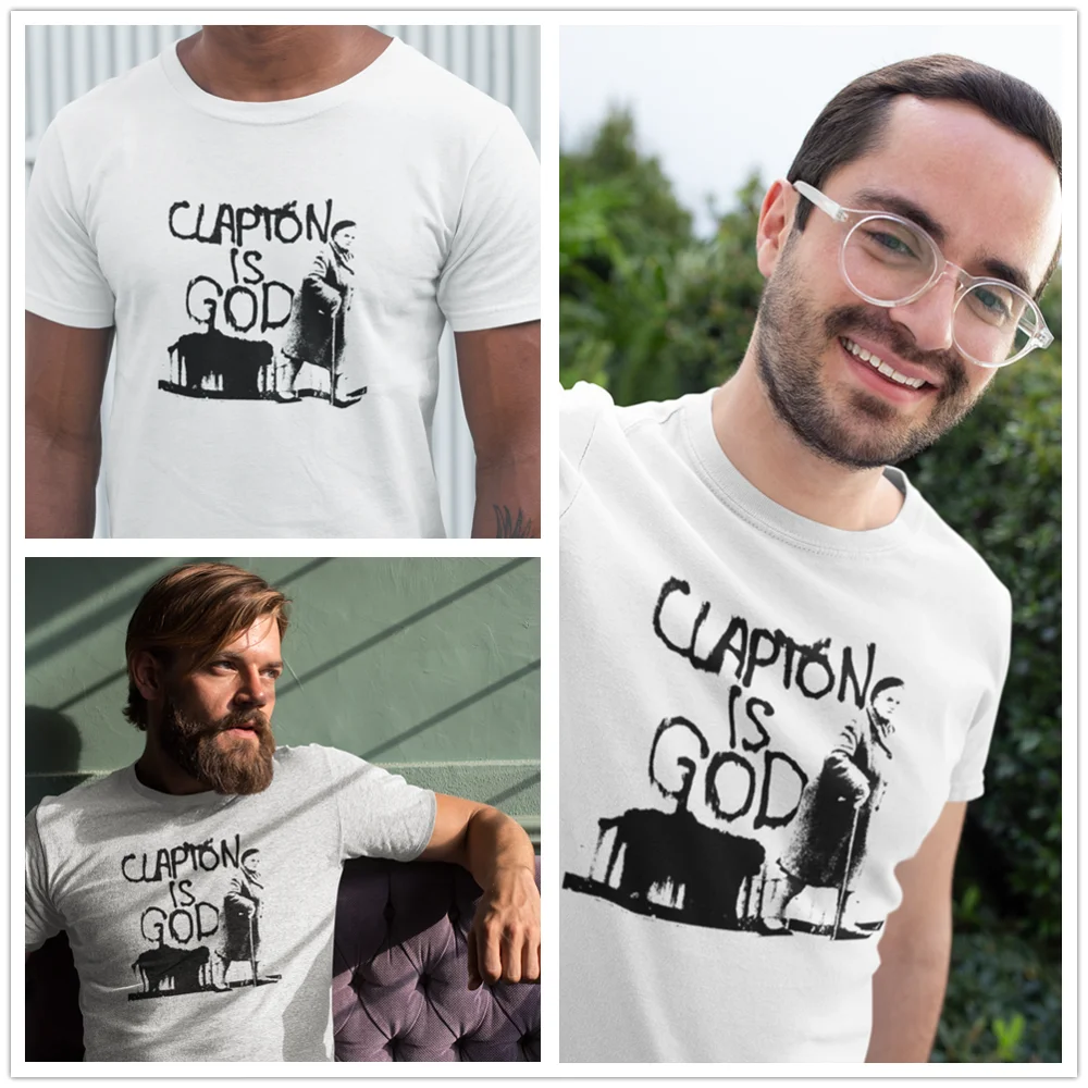 Футболка Eric Clapton черная белая футболка Is God модная с короткими рукавами Мужская