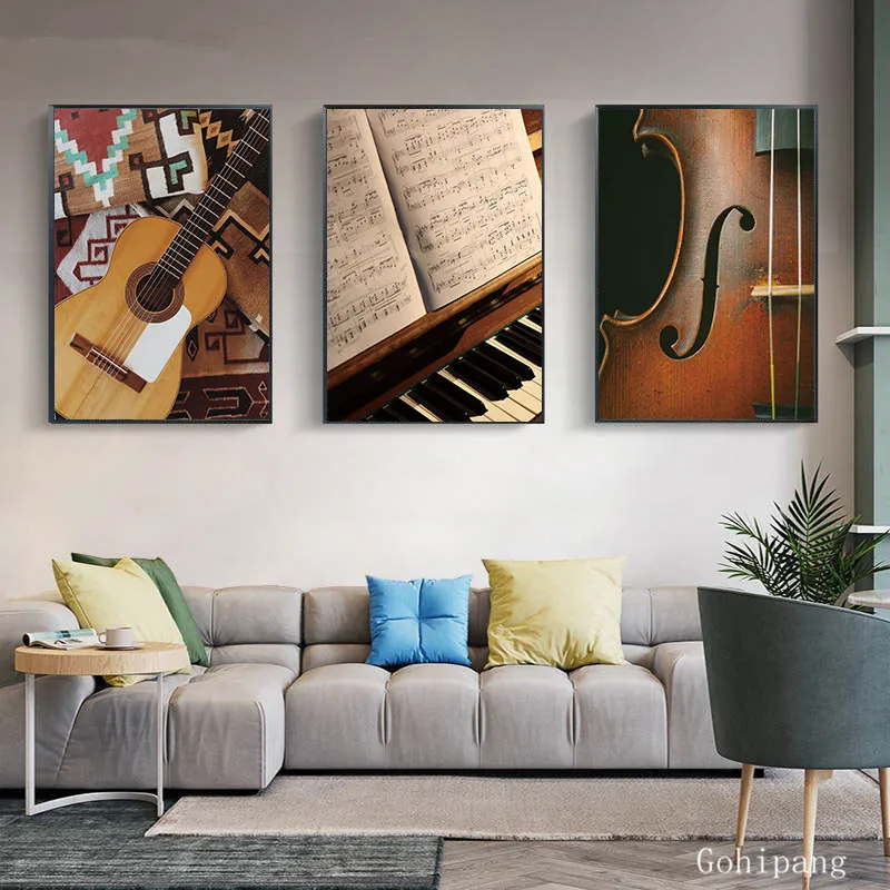 

Classical Music Prints Posters Guitar Canvas Painting On The Wall Sheet Music Art For Living Room Home Decorative Pictures