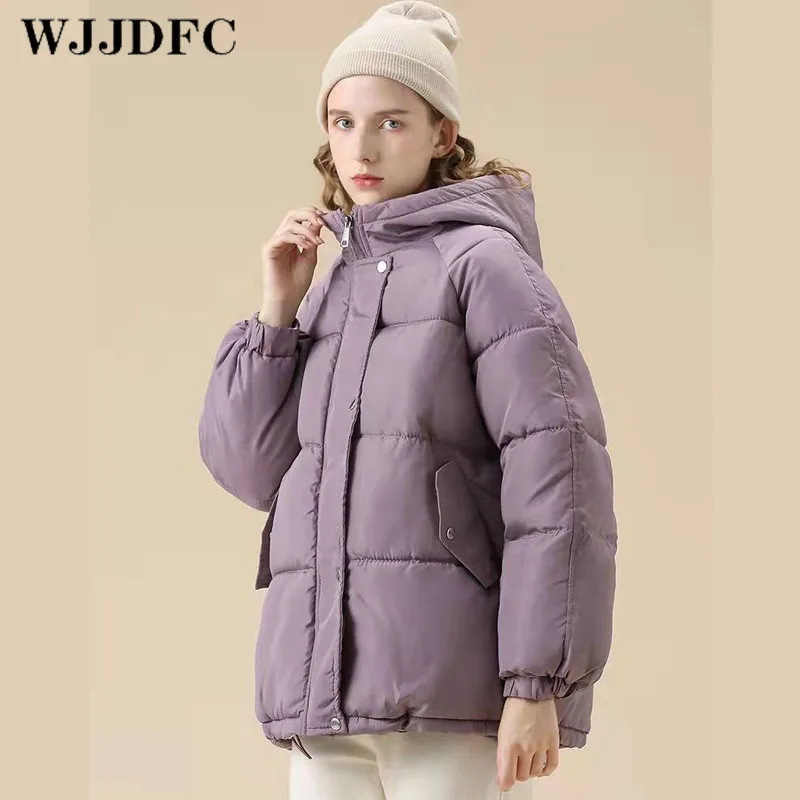 WJJDFC Women's Winter Jacket 2021 Thicken Warm Autumn Coat with A Hood Oversized Streetwear Blue Khaki Parka Elegant Outerwear