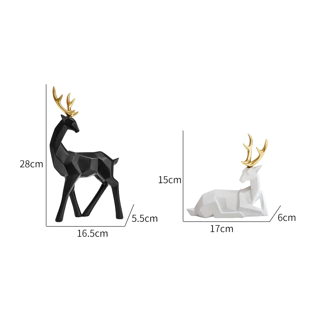 

Resin Animal Figurines Home Decoration Accessories For Living Room Modern Deer Statues Feng shui Office Desk Decorative Gifts