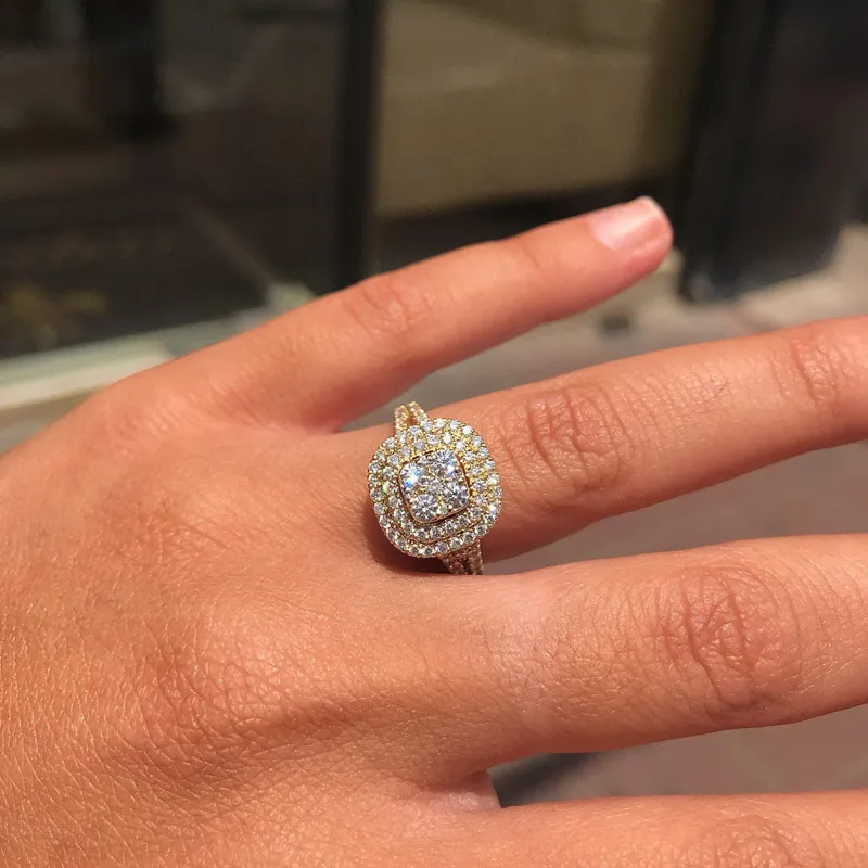 

High Quality Trendy Cubic ZIrconia Square Stone Female Ring Engagement Accessories Wedding Rings for Women