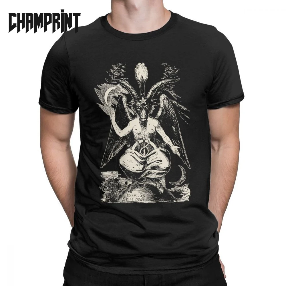 Мужские футболки Baphomet винтажная хлопковая футболка с коротким рукавом Devil Lucifer