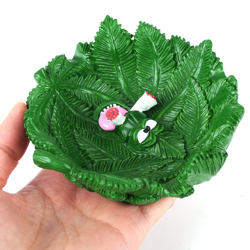 

Resin Ashtray Lovely Cartoon Green Leaf Leaves Ash Tray Home Office Funny Decorative Creative Smoking Accessories for Weed