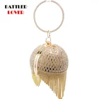 Женский вечерний клатч с золотыми бриллиантами и кисточками, металлический кристаллический клатч, вечерняя сумочка для женщин, Свадебный клатч на плечо, кошелек