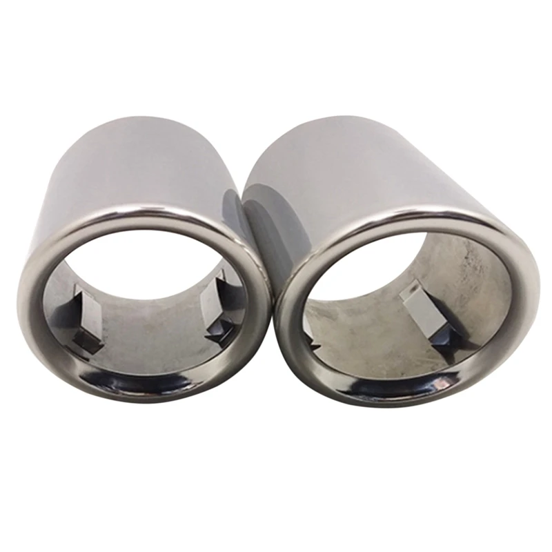 

2Pcs Car Exhaust Tip Tail Pipe, for A4 Tiguan Exhaust Pipe Muffler Pipe Tail Throat Rolled Edge Tip Glossy