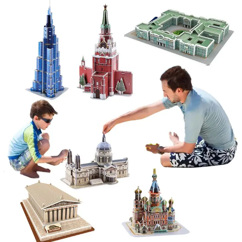 3D слово знаменитые здания архитектурный паззл модель головоломки