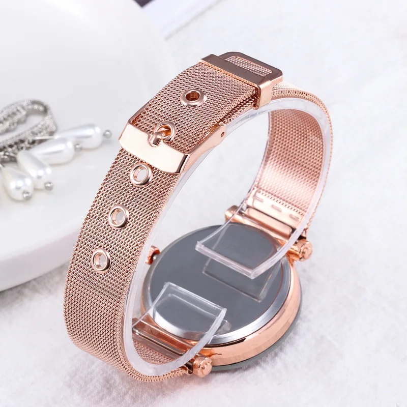 Женские Аналоговые кварцевые часы с сетчатым браслетом из нержавеющей