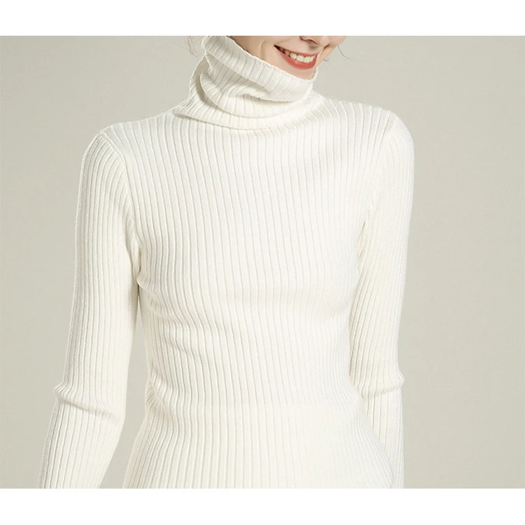 Женский трикотажный свитер с высоким воротом повседневный облегающий пуловер